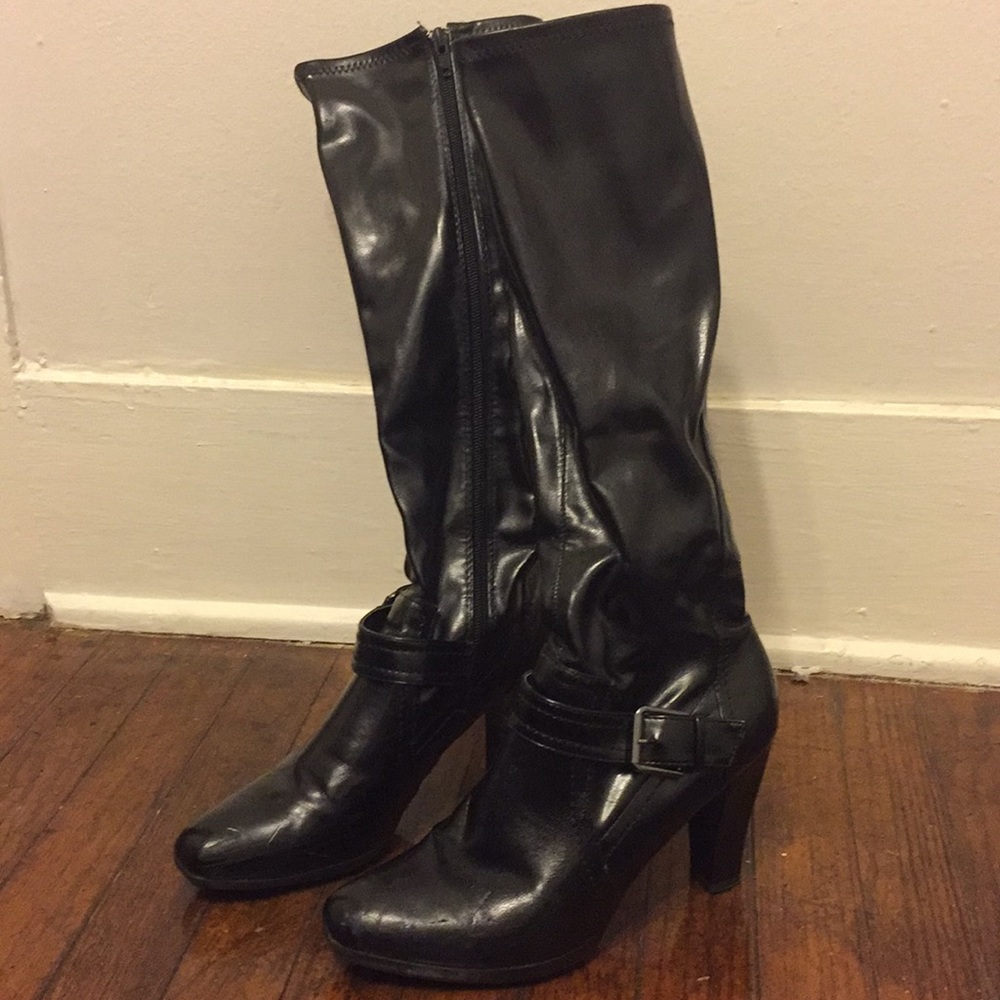 Black “leather” boots